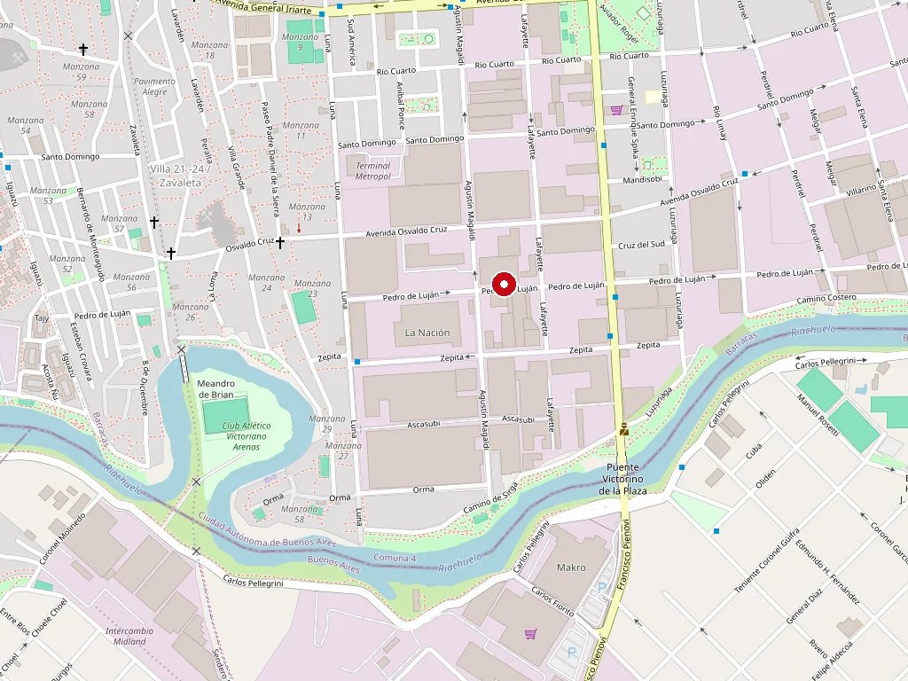 Mapa de la ubicación del depósito en Pedro de Luján 3159, Barracas, CABA